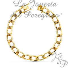 SOLID BARBED YELLOW GOLD BRACELET 8MM 22CM 